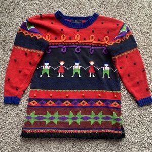 CAROLE LITTLE KNITWEAR VINTAGE 3D KNIT SWEETER MULTICOLOR CHILDREN PRINT S